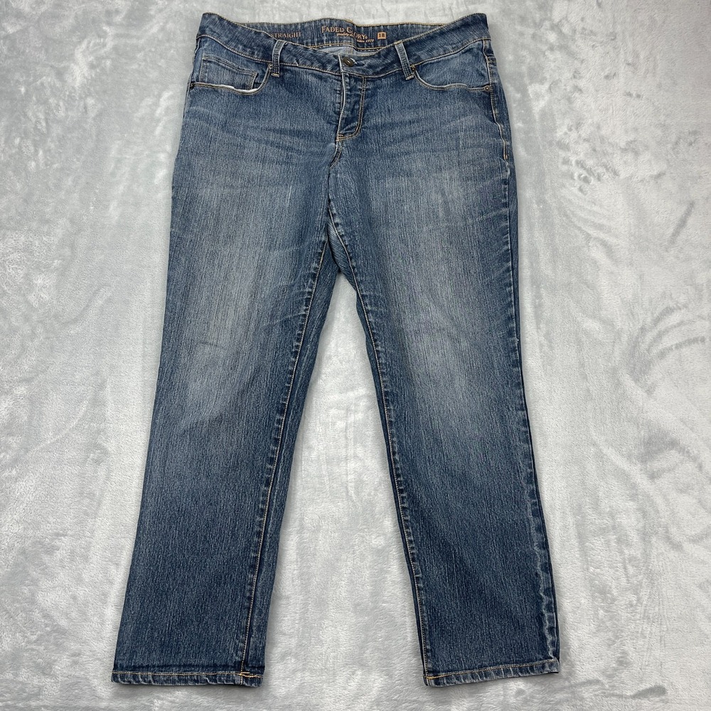 Vtg Y2k Faded Glory Jeans Womens 18P Blue Single Stitch Relaxed Fit Straight Leg